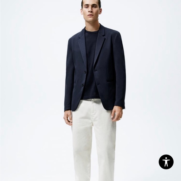 Zara Man Navy Blue STRETCH BLAZER Size Medium EUC - Picture 9 of 11